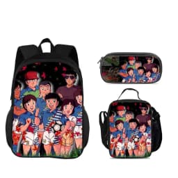 Captain Tsubasa 3pcs Set Backpack Pen Bag ice Bag Durable Trendy Versatile School Boy and Girl Birthday Best Gift