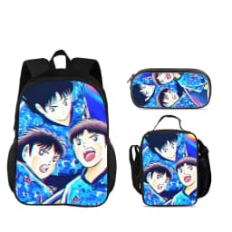 Captain Tsubasa 3pcs Set Backpack Pen Bag ice Bag Durable Trendy Versatile School Boy and Girl Birthday Best Gift