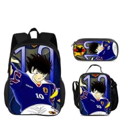 Captain Tsubasa 3pcs Set Backpack Pen Bag ice Bag Durable Trendy Versatile School Boy and Girl Birthday Best Gift