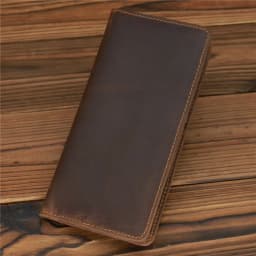 Men's Crazy Horse Leather Long Wallet Head Layer Leather Leather Retro Card Bag Multi Functional