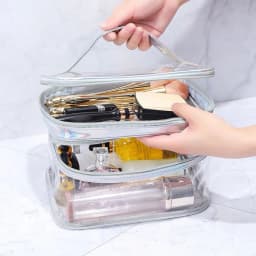 Portable Clear Makeup Bag,PVC Double-Layer Cosmetic Bag,Large Capacity Waterproof Wash Bag,Transparent Travel Storage Pouch