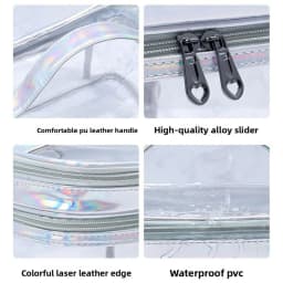 Portable Clear Makeup Bag,PVC Double-Layer Cosmetic Bag,Large Capacity Waterproof Wash Bag,Transparent Travel Storage Pouch