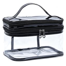 Portable Clear Makeup Bag,PVC Double-Layer Cosmetic Bag,Large Capacity Waterproof Wash Bag,Transparent Travel Storage Pouch