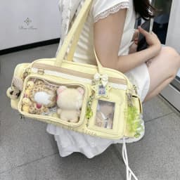 Y2K New Concert Ita Bag JK Large Capacity Shoulder Bag Cute Girl Transparent Backpack Exhibition DIY Badge Display Crossbody Bag