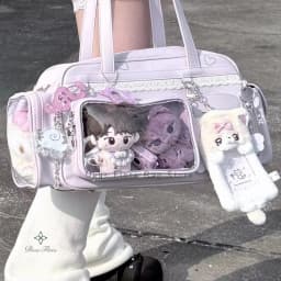 Y2K New Concert Ita Bag JK Large Capacity Shoulder Bag Cute Girl Transparent Backpack Exhibition DIY Badge Display Crossbody Bag