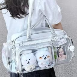 Y2K New Concert Ita Bag JK Large Capacity Shoulder Bag Cute Girl Transparent Backpack Exhibition DIY Badge Display Crossbody Bag