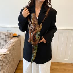 Realistic Alligator Novelty Handbag Glossy Croc Print PU Multi Carry Design Unique Animal Crossbody Bag Street Party & Cosplay