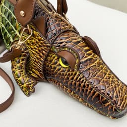 Realistic Alligator Novelty Handbag Glossy Croc Print PU Multi Carry Design Unique Animal Crossbody Bag Street Party & Cosplay