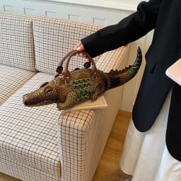 Realistic Alligator Novelty Handbag Glossy Croc Print PU Multi Carry Design Unique Animal Crossbody Bag Street Party & Cosplay