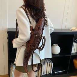 Realistic Alligator Novelty Handbag Glossy Croc Print PU Multi Carry Design Unique Animal Crossbody Bag Street Party & Cosplay