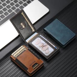 SUTENI Faux Leather For Men Wallet Card Slot Wallet Flip Cover Card Box Pressing The Button Automatically Ejects The Card
