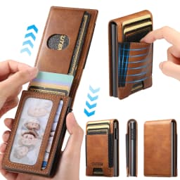 SUTENI Faux Leather For Men Wallet Card Slot Wallet Flip Cover Card Box Pressing The Button Automatically Ejects The Card