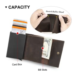 Genuine Leather RFID Credit Card Holder for Men Aluminium Box Travel Card Case Pop up Men Card Wallets Slim Money Clips