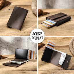 Genuine Leather RFID Credit Card Holder for Men Aluminium Box Travel Card Case Pop up Men Card Wallets Slim Money Clips