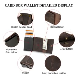 Genuine Leather RFID Credit Card Holder for Men Aluminium Box Travel Card Case Pop up Men Card Wallets Slim Money Clips