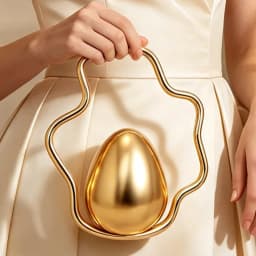 Egg Shape Wave Metal Ring Handle Evening Clutch Bag Fashion Banquet Party Handbag Elegant Wedding Purse Designer Chic Wristlet