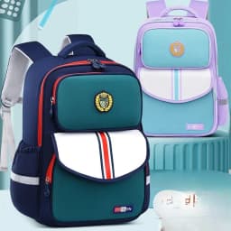 Kids School Backpack for Grade 1 6 Boys Girls Lightweight Oxford Fabric Waterproof Durable Bookbag with Ergonomic Design
