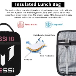 Custom Messis 10 Football Argentina Insulated Lunch Bag Food Container Portable Thermal Cooler Lunch Boxes For School Office