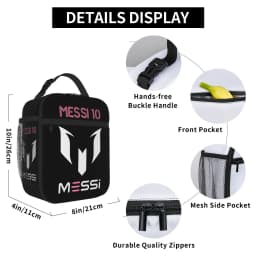 Custom Messis 10 Football Argentina Insulated Lunch Bag Food Container Portable Thermal Cooler Lunch Boxes For School Office