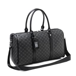 Black Large-Capacity Men's Zipper Travel Bag, Dual Handles with Wide Shoulder Straps for Ease of Use, Waterproof, Wear-Resistant, Durable, Easy-To-Clean Fabric Suitable for Travel, Business Trips, Gym Use, Can Carry Shoes, Clothes, Water Bottles, Books, Suitable for Various Occasions, Understated and Elegant Circular Pattern, Suitable for All Seasons, Practical and Versatile, Can Be Carried on Airplanes