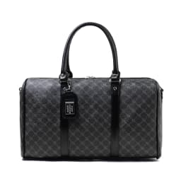 Black Large-Capacity Men's Zipper Travel Bag, Dual Handles with Wide Shoulder Straps for Ease of Use, Waterproof, Wear-Resistant, Durable, Easy-To-Clean Fabric Suitable for Travel, Business Trips, Gym Use, Can Carry Shoes, Clothes, Water Bottles, Books, Suitable for Various Occasions, Understated and Elegant Circular Pattern, Suitable for All Seasons, Practical and Versatile, Can Be Carried on Airplanes