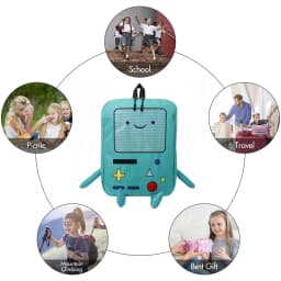 14 Inch Large Capacity 3D Robot Cartoon Canvas Backpack Kawaii Unisex Student School Bag with Breathable Back Panel