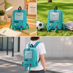 14 Inch Large Capacity 3D Robot Cartoon Canvas Backpack Kawaii Unisex Student School Bag with Breathable Back Panel
