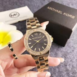 Michael Kors Fashion Luxury Women's Watch Bag MK Classic Stainless Steel Quartz Exquisite Compact Watch Wallet Girl Gift