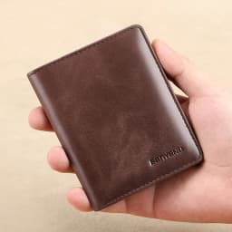 Simple Design Men Card Holder Purse Vertical Slim Money Clip Genuine Leather Wallet for Men Anti RFID