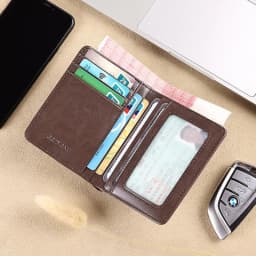 Simple Design Men Card Holder Purse Vertical Slim Money Clip Genuine Leather Wallet for Men Anti RFID