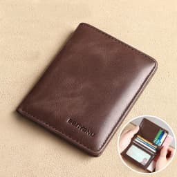 Simple Design Men Card Holder Purse Vertical Slim Money Clip Genuine Leather Wallet for Men Anti RFID