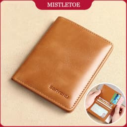 Simple Design Men Card Holder Purse Vertical Slim Money Clip Genuine Leather Wallet for Men Anti RFID