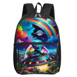 Cosmic Planet Pattern Square Front Pocket Backpack for Boy and Girls Best Gifts 2D Flat Cartoon SchoolBags for Children