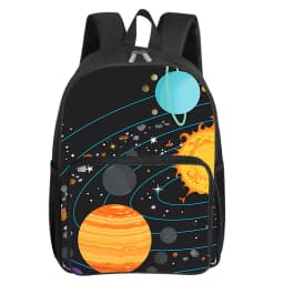 Cosmic Planet Pattern Square Front Pocket Backpack for Boy and Girls Best Gifts 2D Flat Cartoon SchoolBags for Children