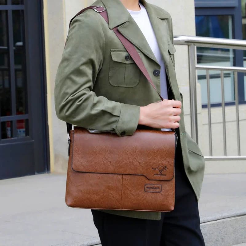 Business Shoulder Bag For IPAD PU Leather Business Handbag Men Messenger Bag Large Side Sling Bag Fashion Man Crossbody Bag