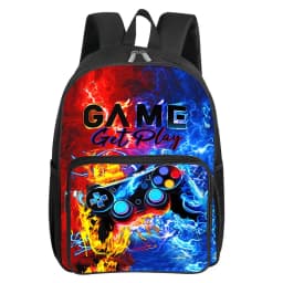 GamePad Pattern Square Front Pocket Backpack for Boy and Girls Best Gifts 2D Flat Cartoon SchoolBags for Children