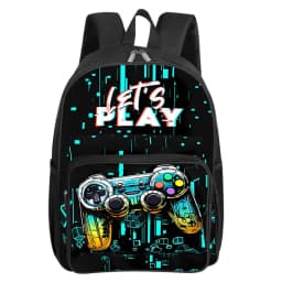 GamePad Pattern Square Front Pocket Backpack for Boy and Girls Best Gifts 2D Flat Cartoon SchoolBags for Children