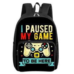 GamePad Pattern Square Front Pocket Backpack for Boy and Girls Best Gifts 2D Flat Cartoon SchoolBags for Children