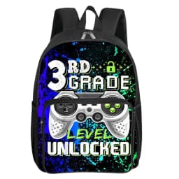 GamePad Pattern Square Front Pocket Backpack for Boy and Girls Best Gifts 2D Flat Cartoon SchoolBags for Children