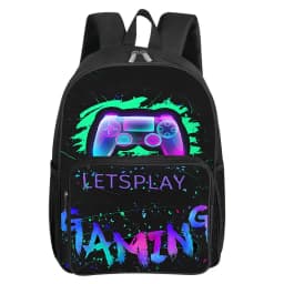 GamePad Pattern Square Front Pocket Backpack for Boy and Girls Best Gifts 2D Flat Cartoon SchoolBags for Children