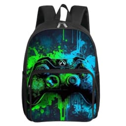 GamePad Pattern Square Front Pocket Backpack for Boy and Girls Best Gifts 2D Flat Cartoon SchoolBags for Children
