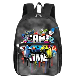 GamePad Pattern Square Front Pocket Backpack for Boy and Girls Best Gifts 2D Flat Cartoon SchoolBags for Children