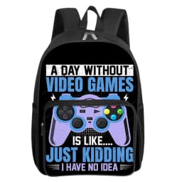 GamePad Pattern Square Front Pocket Backpack for Boy and Girls Best Gifts 2D Flat Cartoon SchoolBags for Children