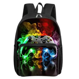 GamePad Pattern Square Front Pocket Backpack for Boy and Girls Best Gifts 2D Flat Cartoon SchoolBags for Children