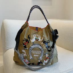 Women's embroidered nylon tote bag Large capacity messenger bag Women's casual commuter shopping bag