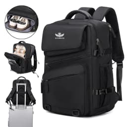 ZUOKEDISI Airlines Approved 15.6-inch Laptop Travel Backpack with Shoe Box and Luggage Strap, Hiking Backpack