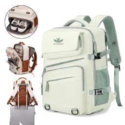 ZUOKEDISI Airlines Approved 15.6-inch Laptop Travel Backpack with Shoe Box and Luggage Strap, Hiking Backpack