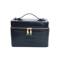 Customized Name PU Leather Crocodile-Patterned Multi-Zone Storage Large Capacity Portable Travel Handbag Makeup Bag Toiletry Bag