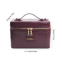 Customized Name PU Leather Crocodile-Patterned Multi-Zone Storage Large Capacity Portable Travel Handbag Makeup Bag Toiletry Bag