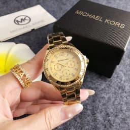 Michael Kors Women's Fashion New Light Luxury Commuter Watch Bag MK Three Eyes Casual Girl Exquisite Gift Wallet